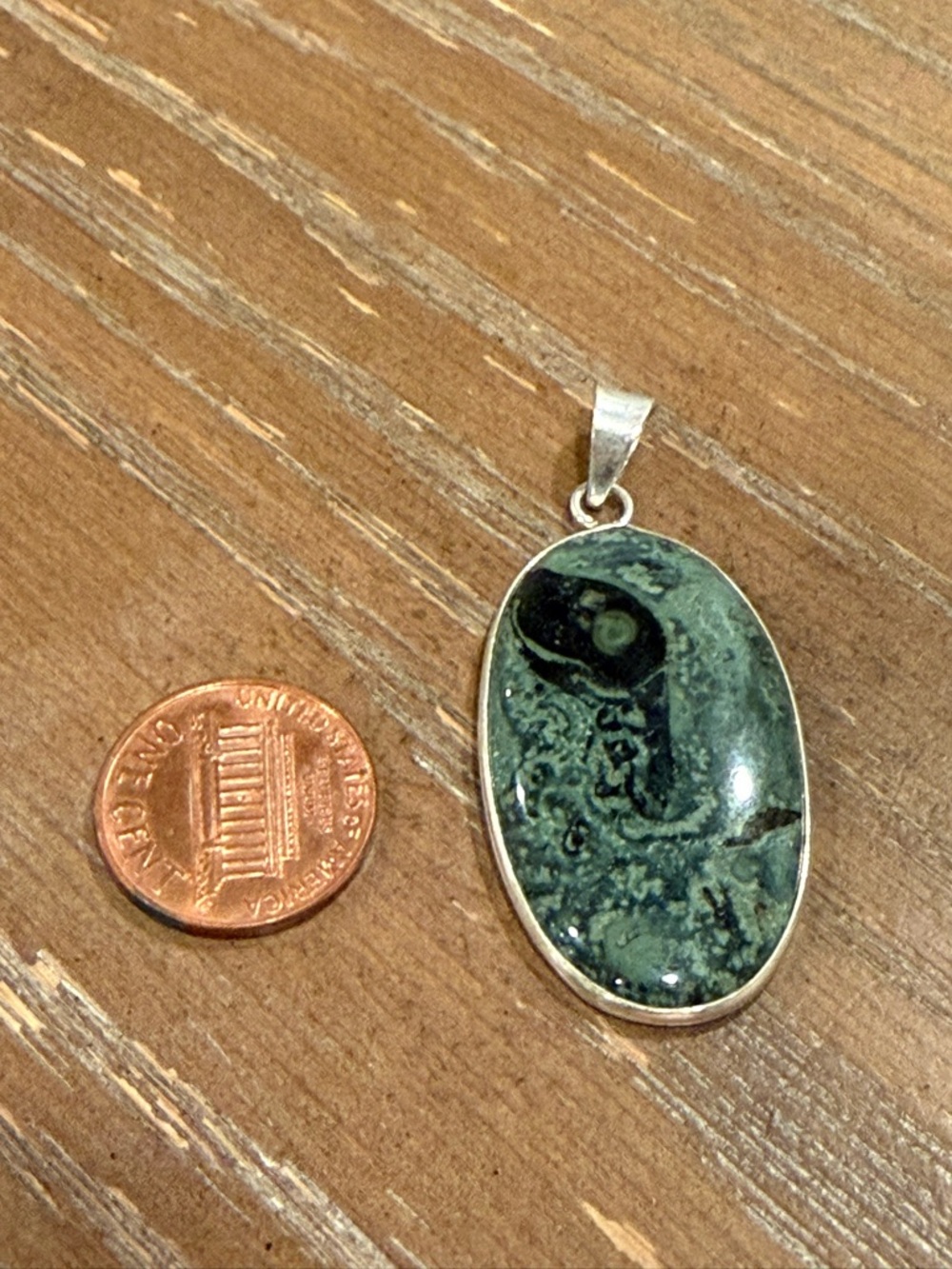 Kambaba Jasper Pendant Silver Plated “Dinosaur” Pattern Galaxy Jasper Statement - Picture 2 of 5